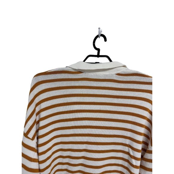 GAP Women's Long Sleeve Collared White & Yellow Striped Sweater Blouse Size XXL - Picture 5 of 11